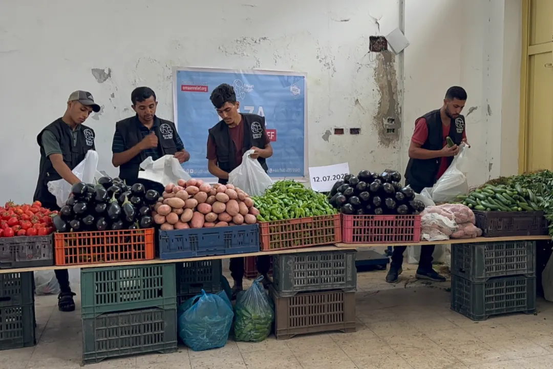 "لا تدعهم ينامون جوعى - توفير سلال الخضار للاسرة النازحة"